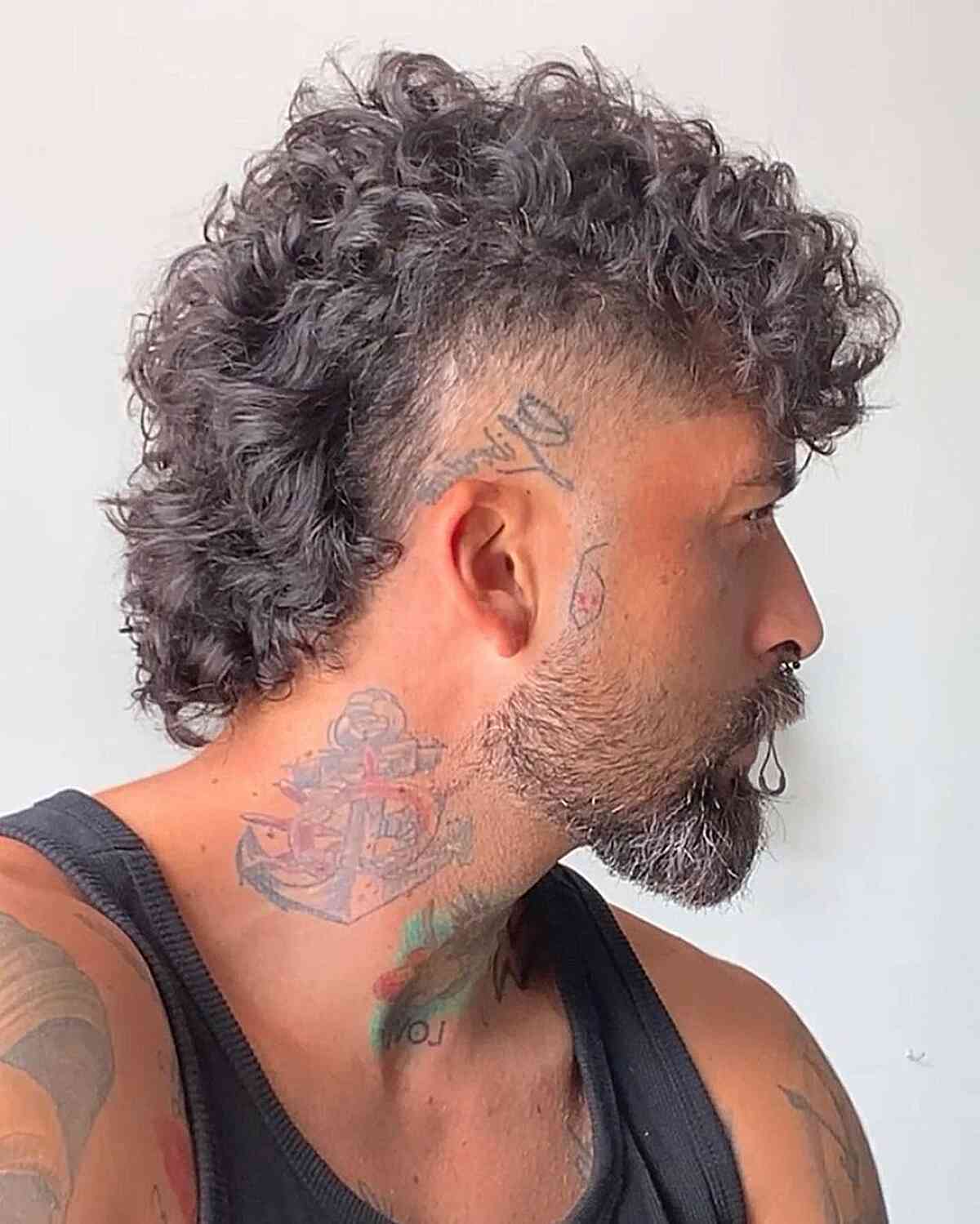 Natural Curly Mullet for Bearded Men