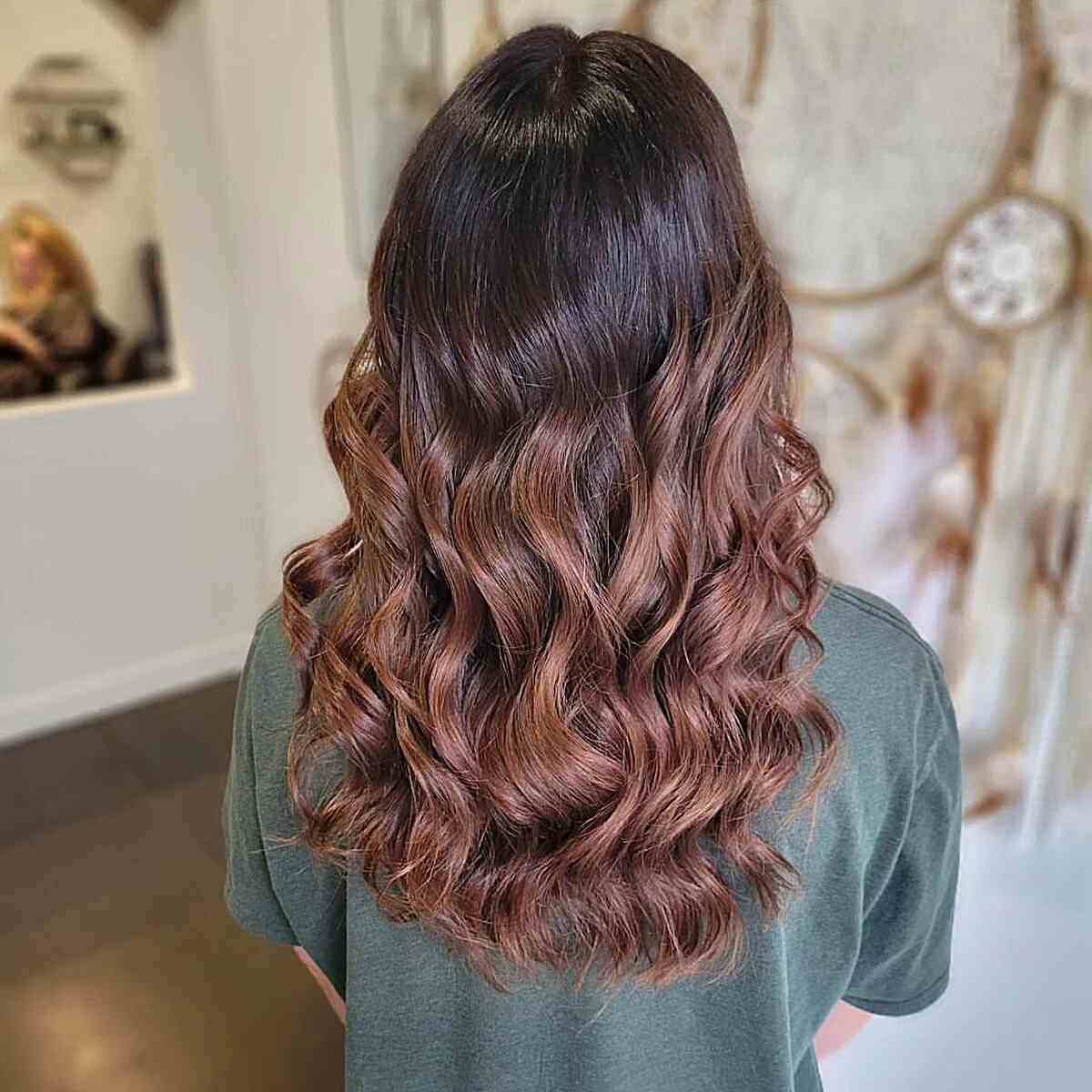 Natural Dark Roots to Chocolate Brown Ombre Hair