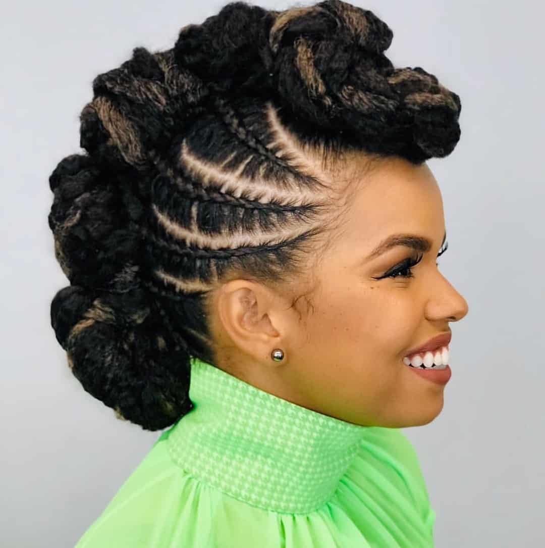 natural faux mohawk braid for a black woman