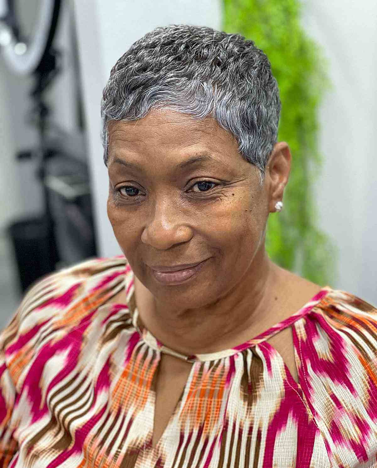 Natural Salt and Pepper Pixie Cut for Black Ladies 50 and Over
