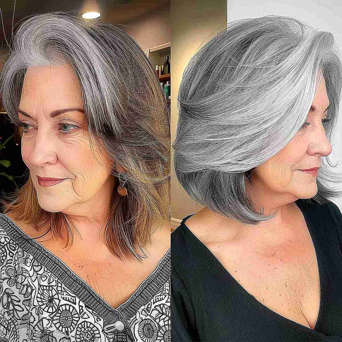 Natural Silver Bob Makeover for 50-Year-Olds with Fine Hair