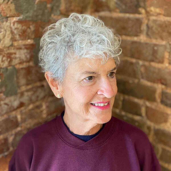 A Natural Silver Curly Pixie
