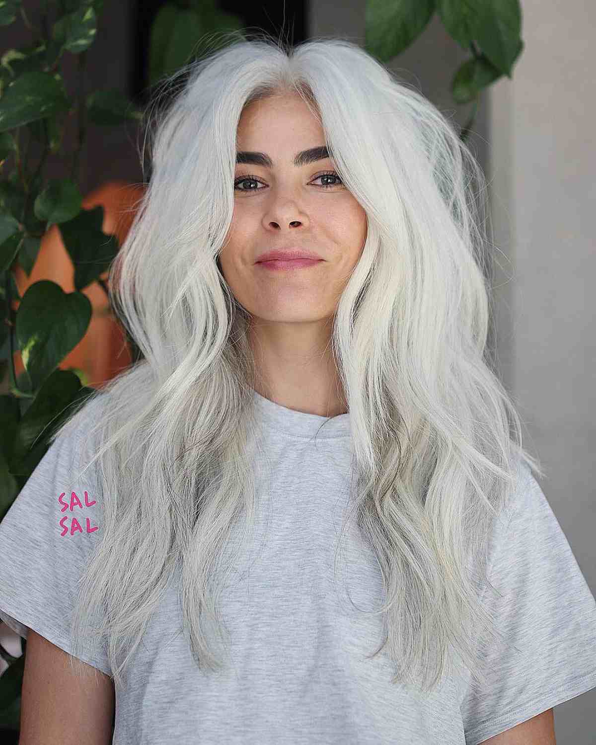 Natural Silver White Long Hair