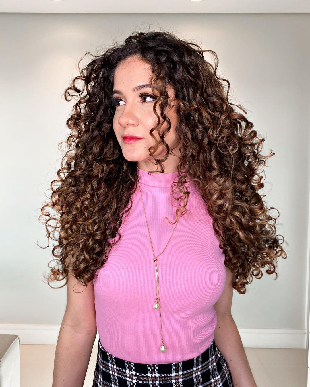 Naturally Brown Defined Curls for Long Thin Hair