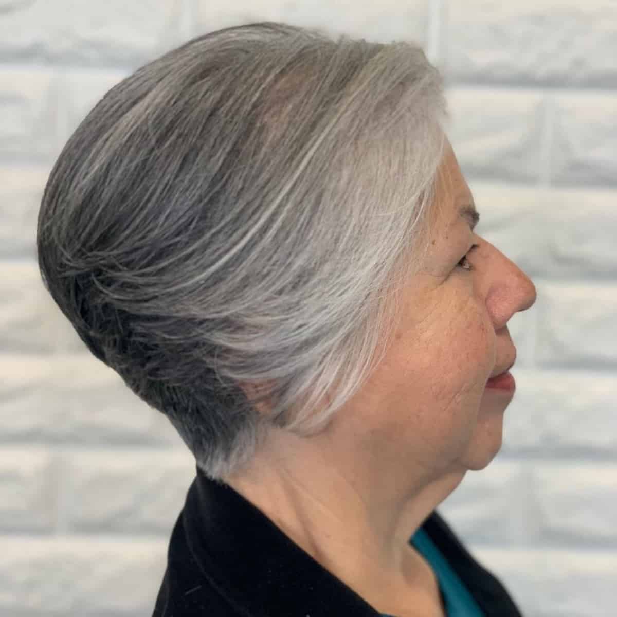 naturally grey hair for older women with fine hair