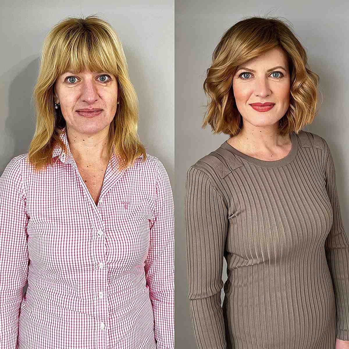 neck-length bob for 40-year-old women with thick hair