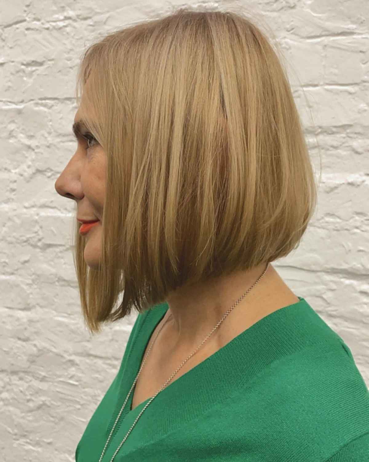 Neck-Length Bob Haircut for Women Past Their 40s with Fine Hair