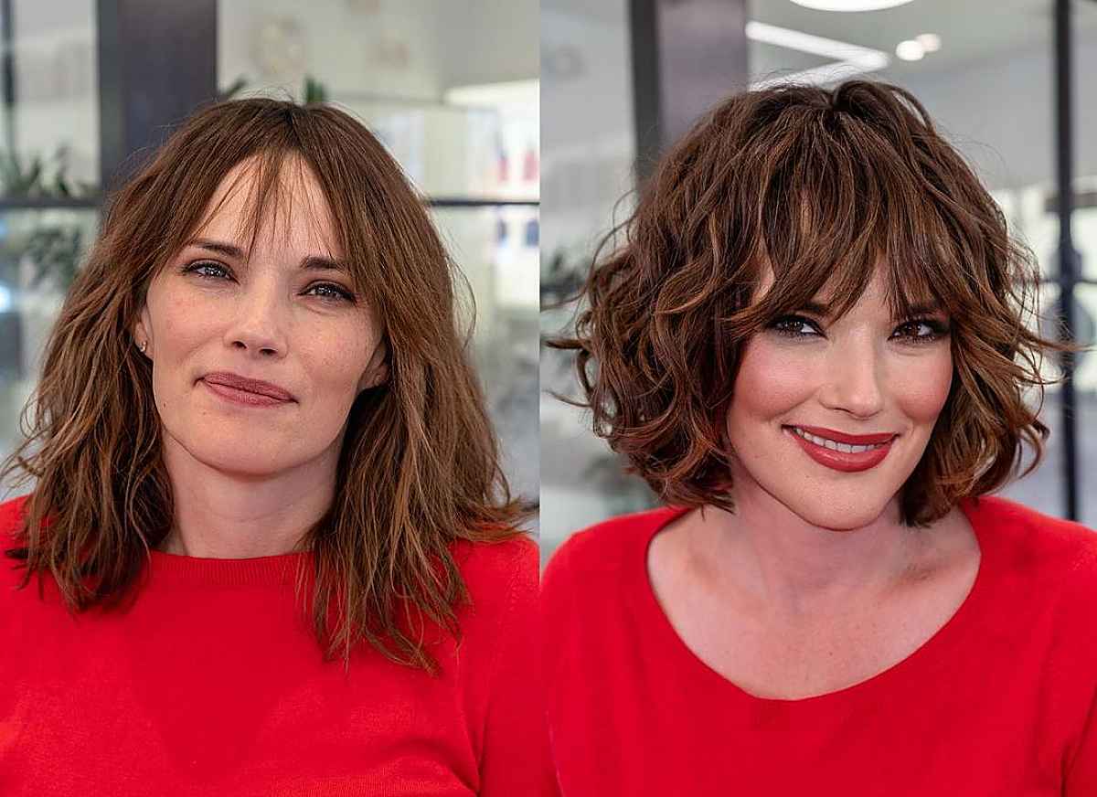 Neck-Length Bob with Bangs for Wavy Hair