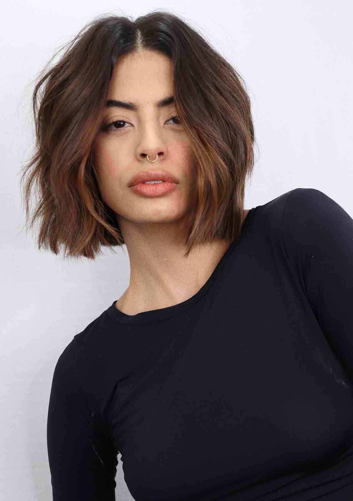 Neck-Length Bob with Messy Wavy Style