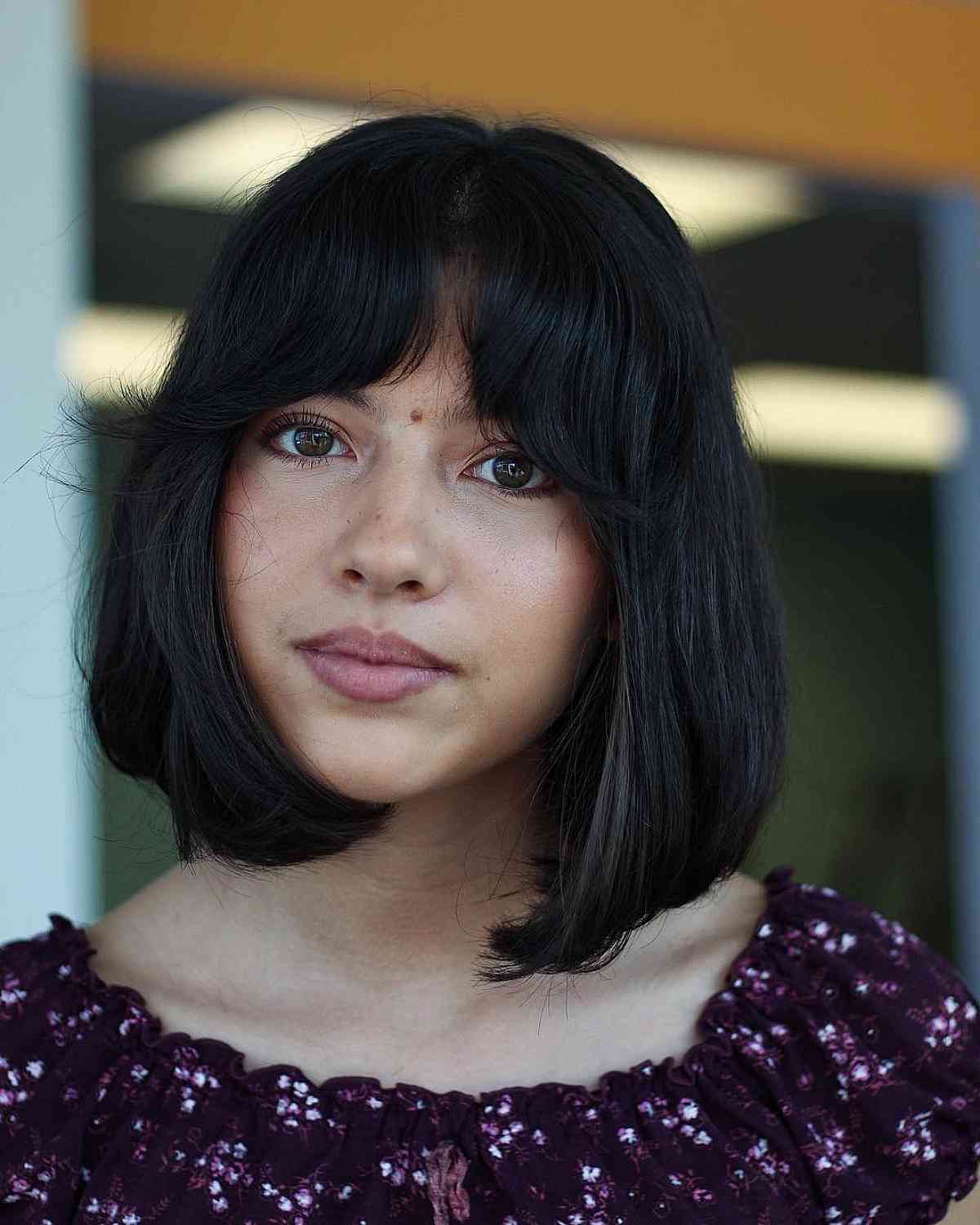 Adorable Neck-Length Cut with Curtain Bangs for Girls