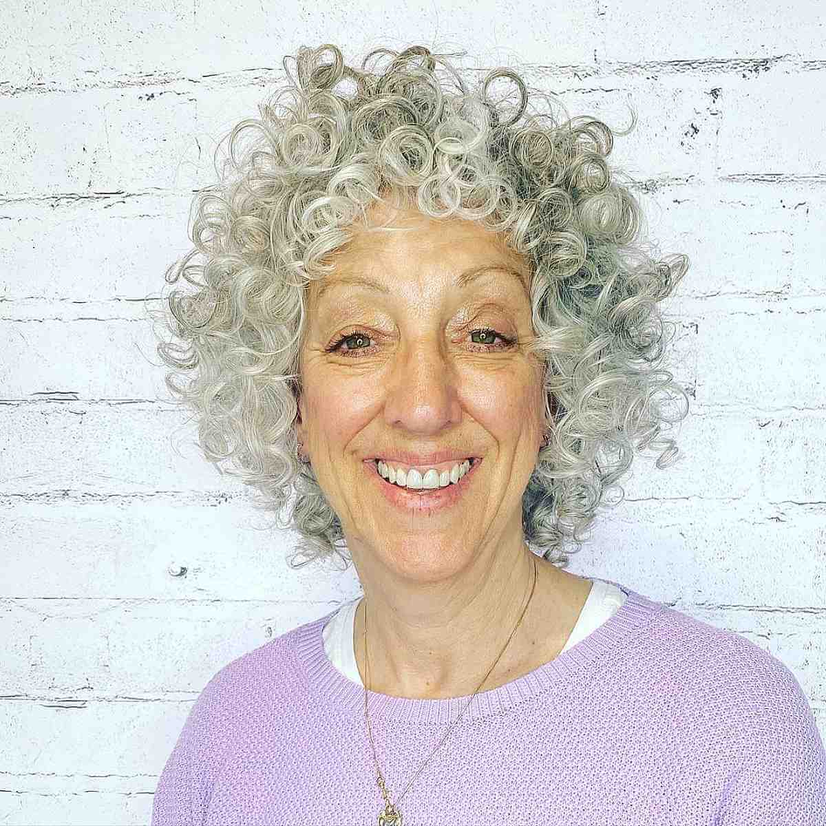 Neck-Length Cut with Defined Curls for Women Over 60