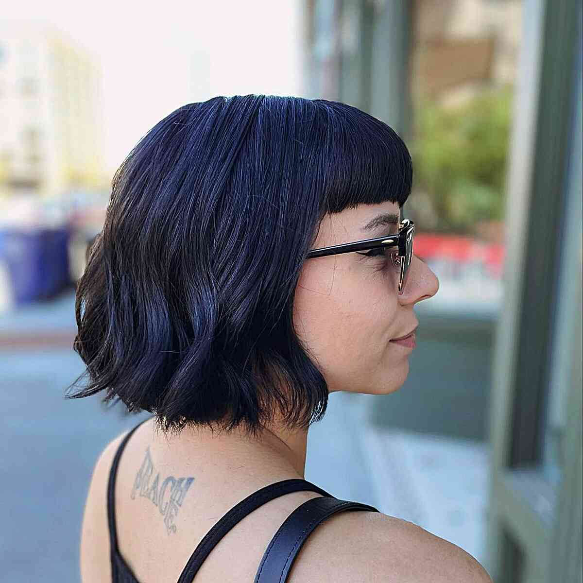 Neck-Length Razor Cut Bobbed Hair with Micro Bangs