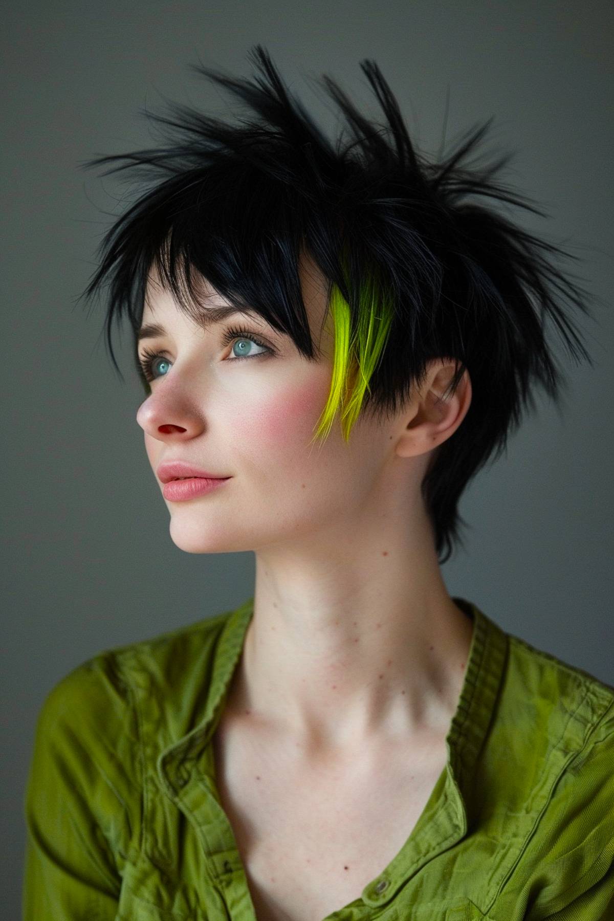 vibrant neon comet cut