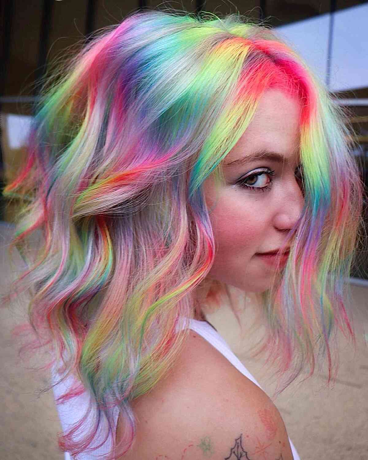 Neon Rainbow Colored Hairstyle