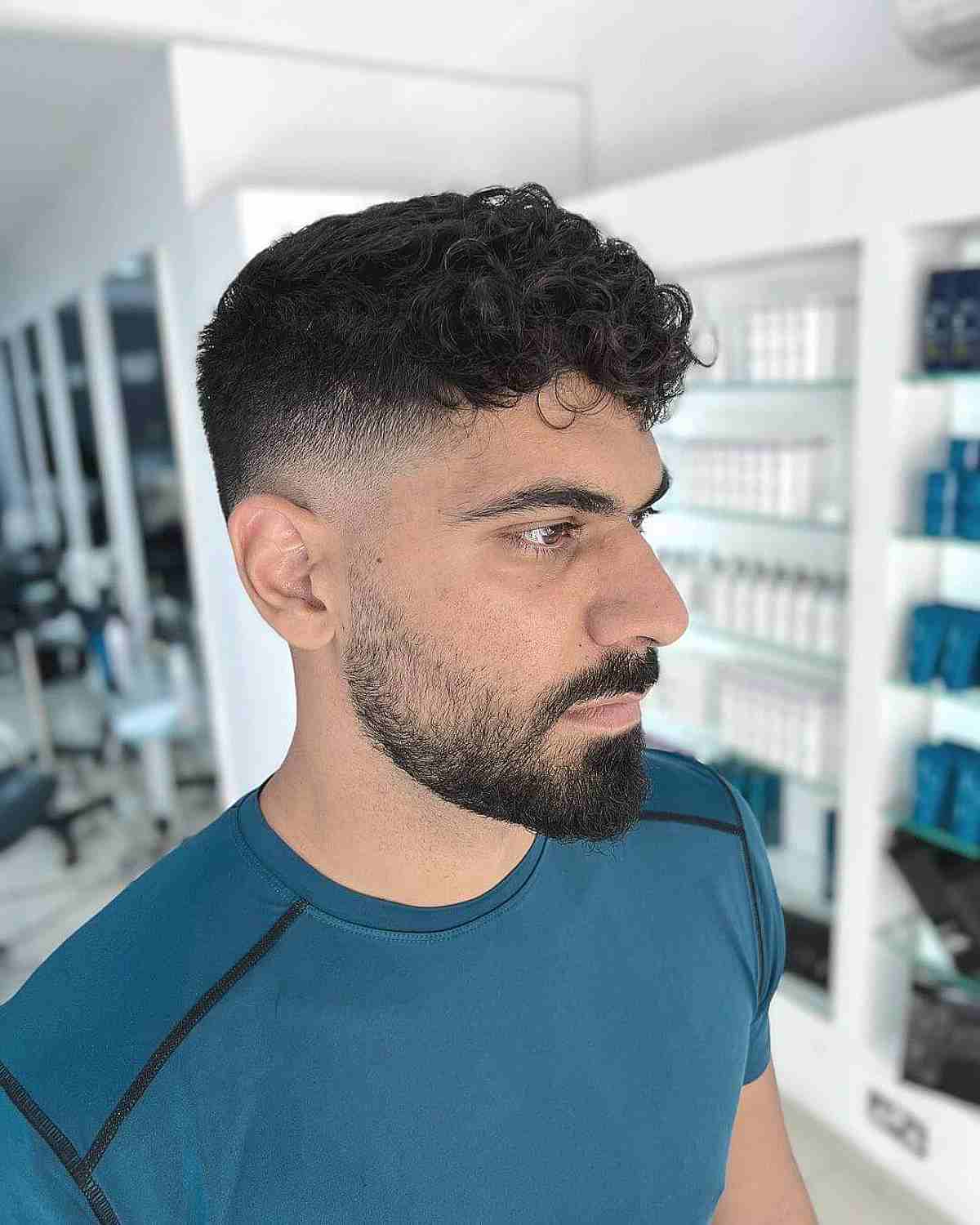 Nice Curly Top with a Low Skin Fade