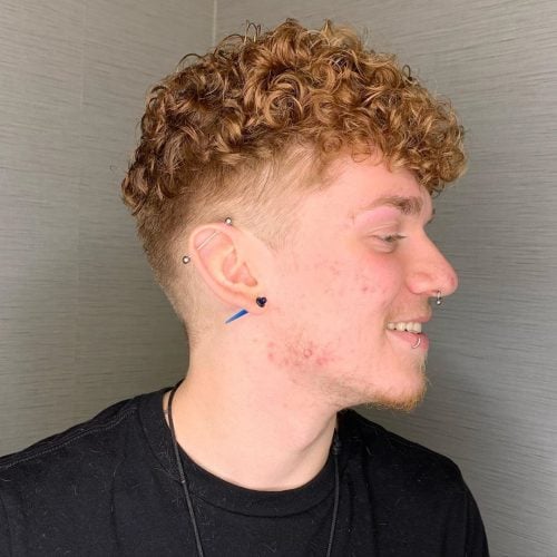 Old-School Fade on Tight Curls with Curly Fringe