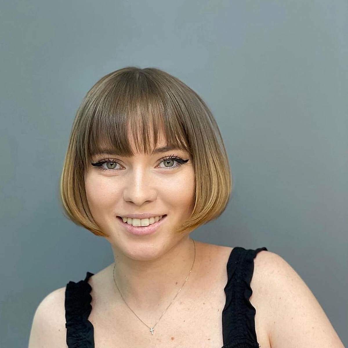 Trendy Short Ombre Bob with Light Bangs