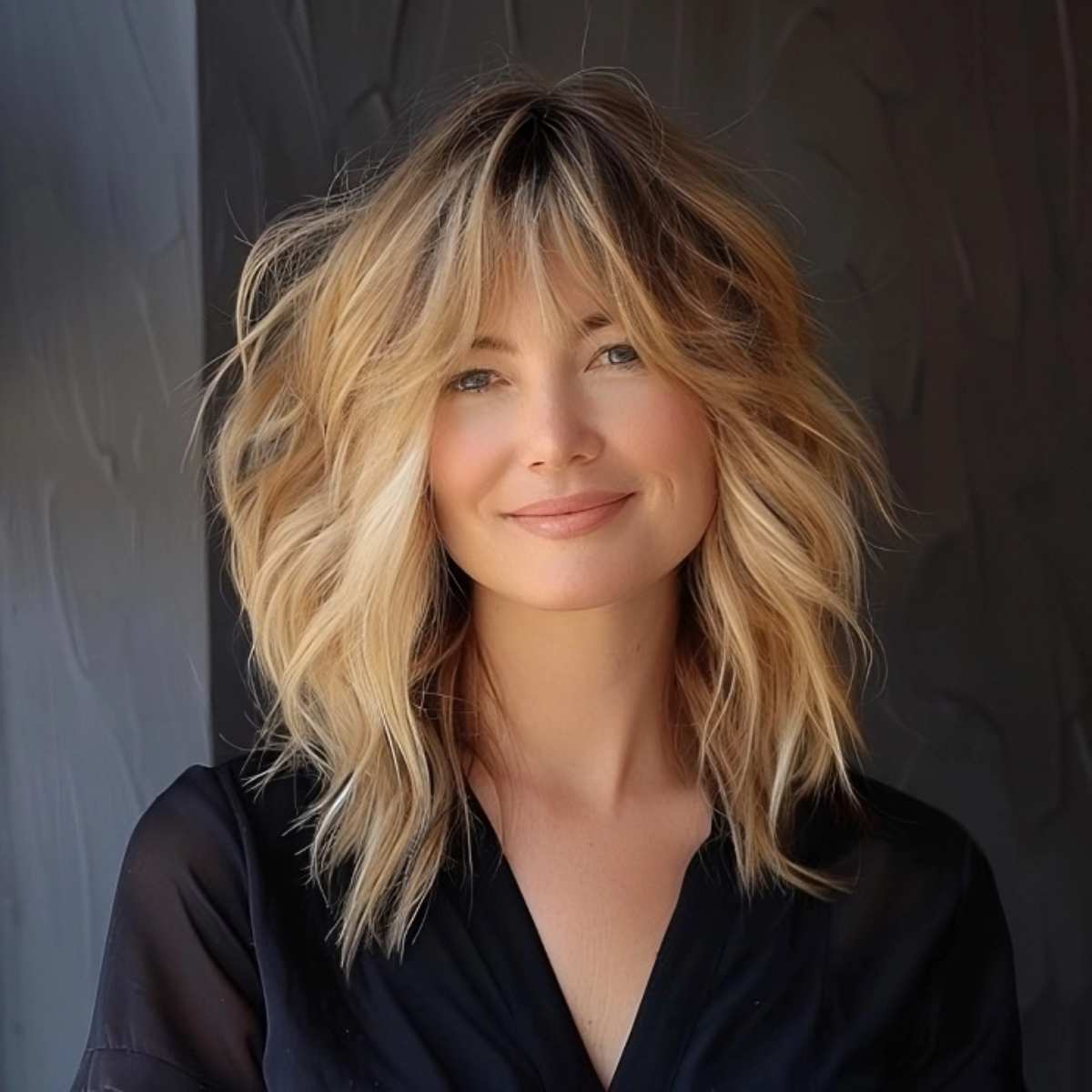 ombre mid-length shag with bangs