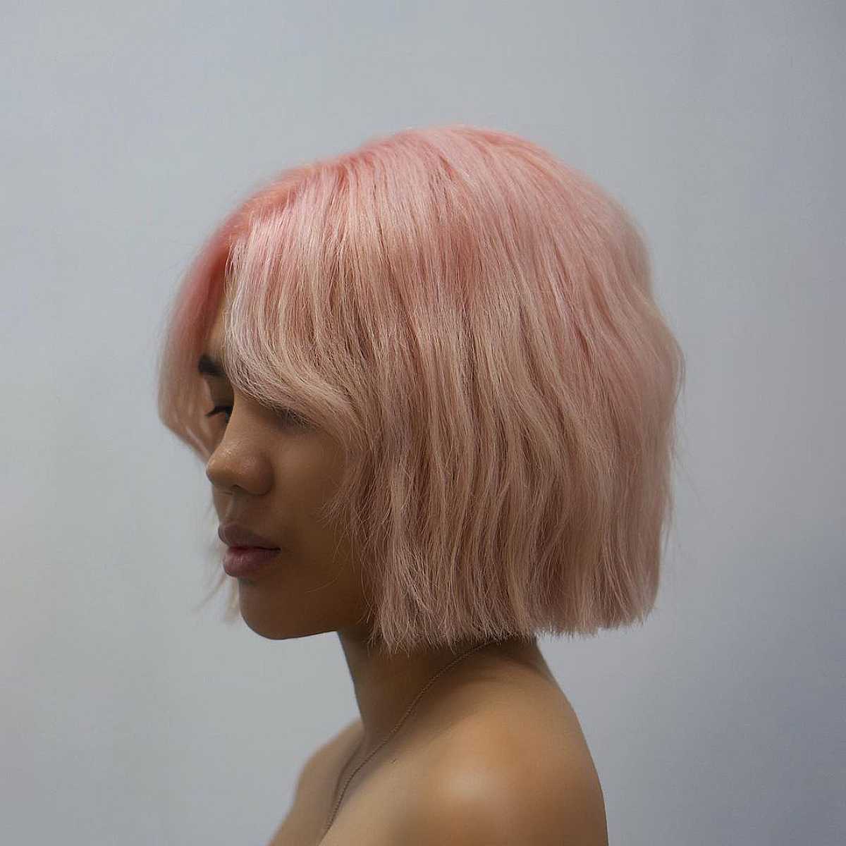 One-Length Dreamy Pink Bob with Texture