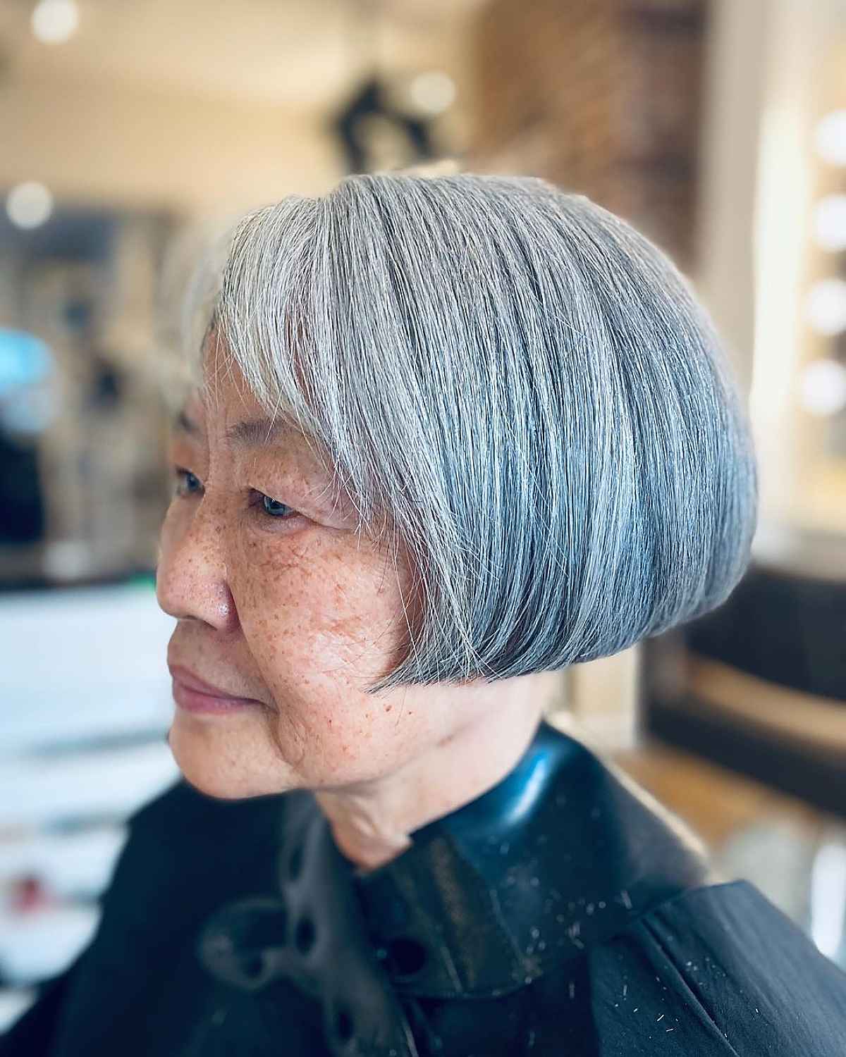 One-Length French Bob for Women Over 60