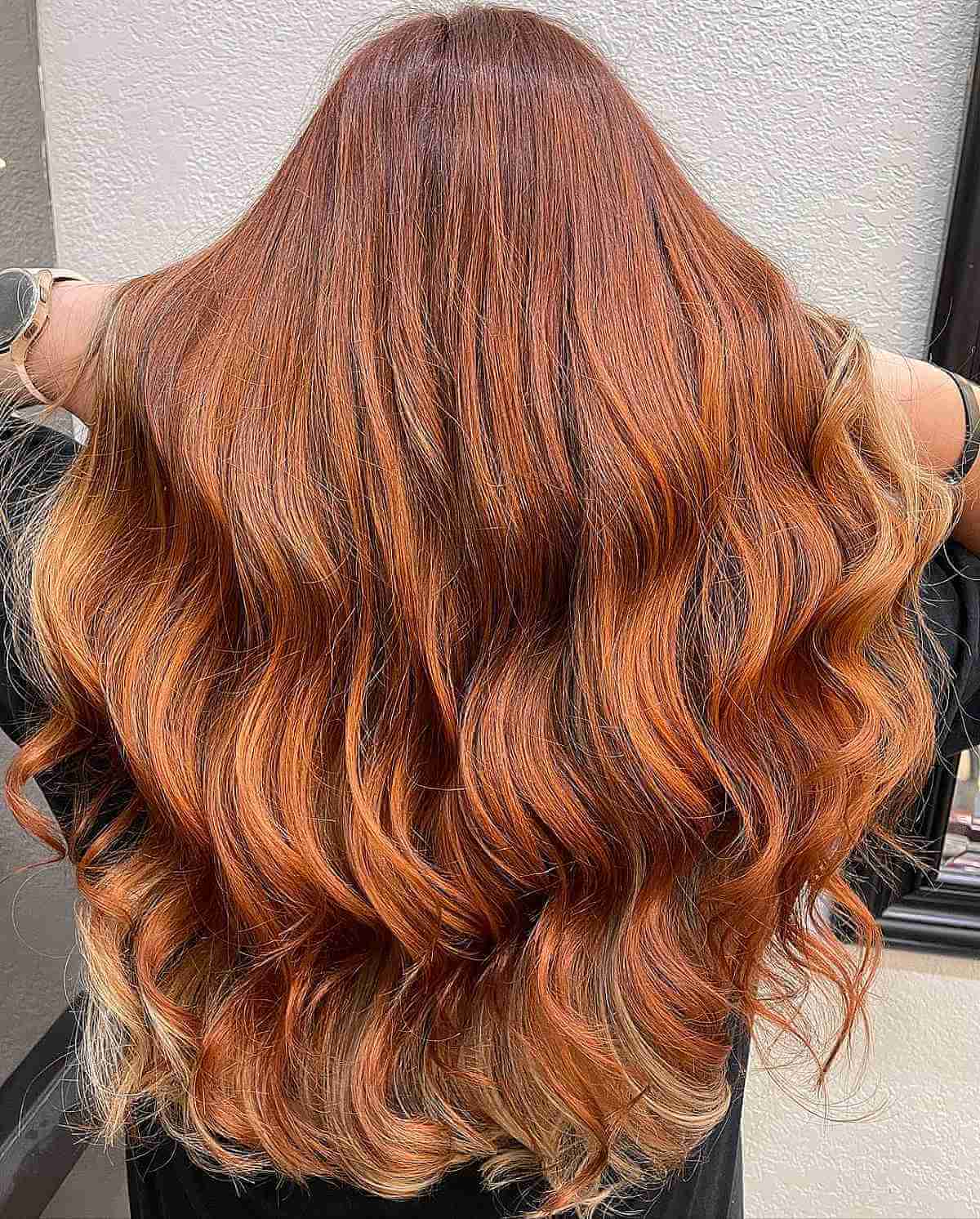 Orange Copper Balayage Tones for Long Hair