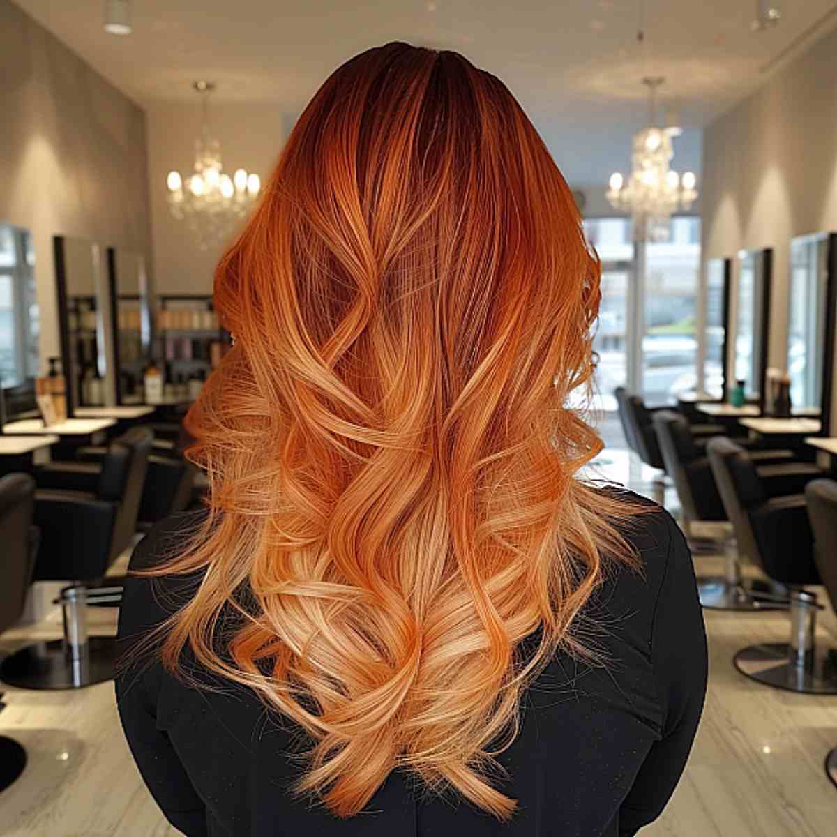 Orange reverse ombre for curls