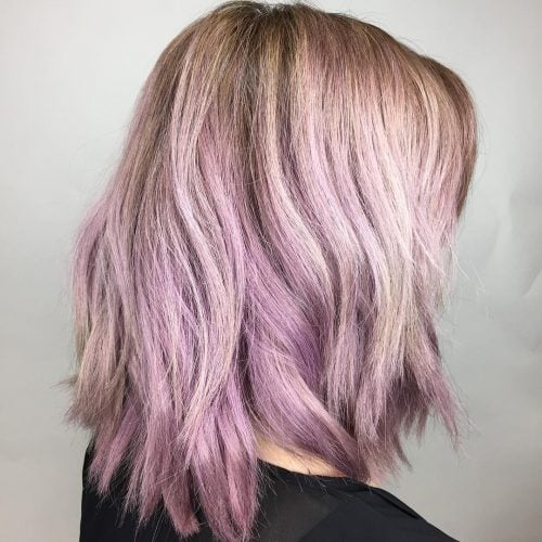Light Ashy Blonde Ombre to Violet on Short Hair