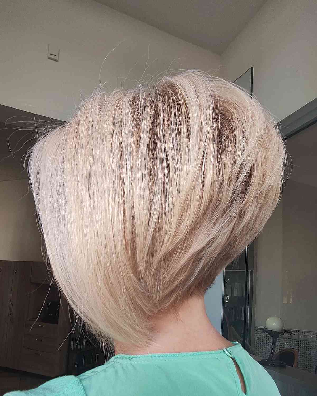 Pale Blonde Highly Stacked Bob