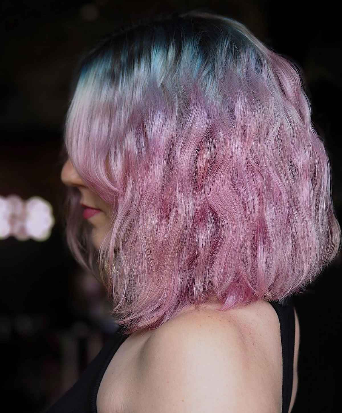 pastel blue and pink ombre hairstyle