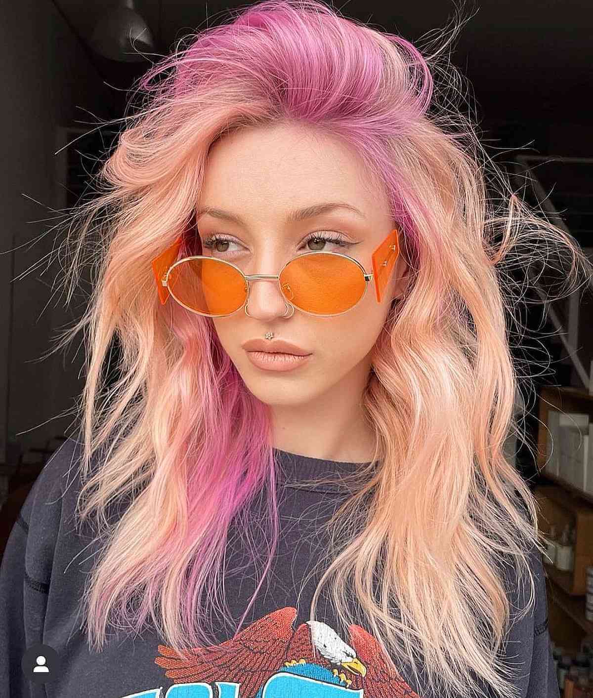 Pastel Orange and Pink Messy Hair