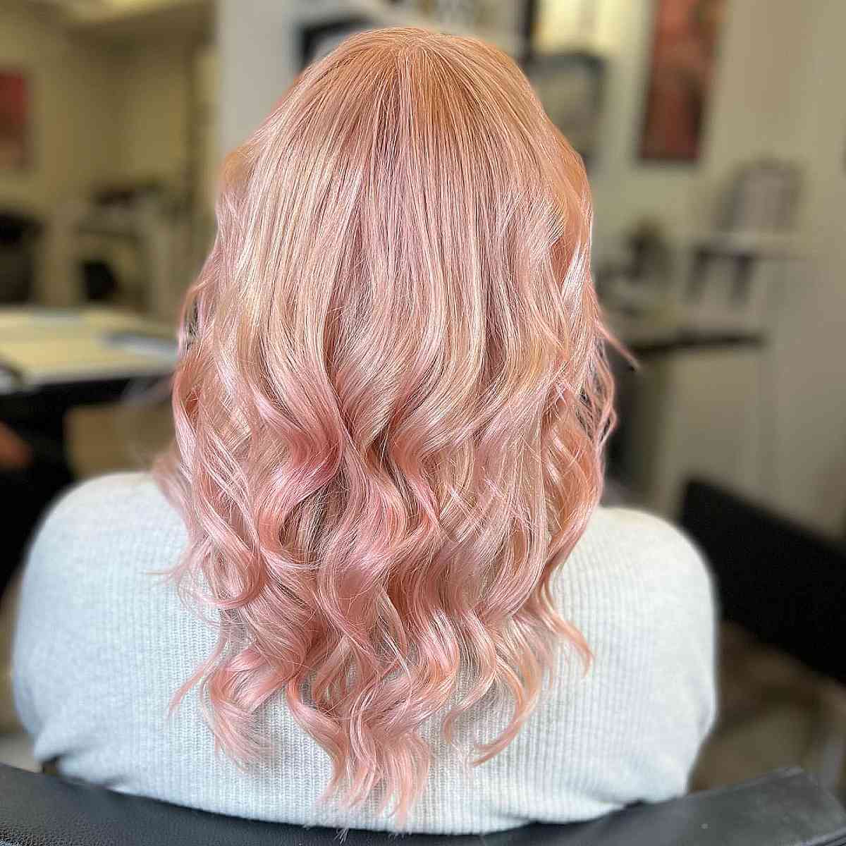 Pastel Pink Hair and Rose Gold Balayage