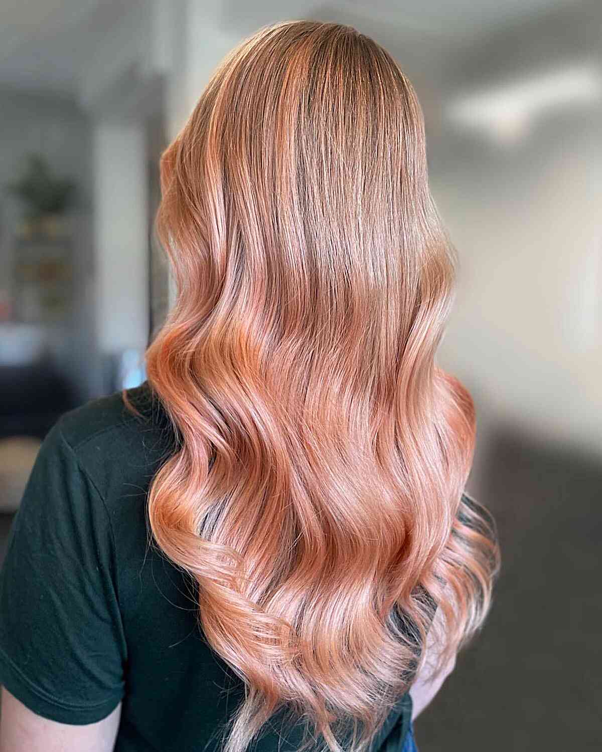 Pastel Rose Gold on Dark Blonde Hair