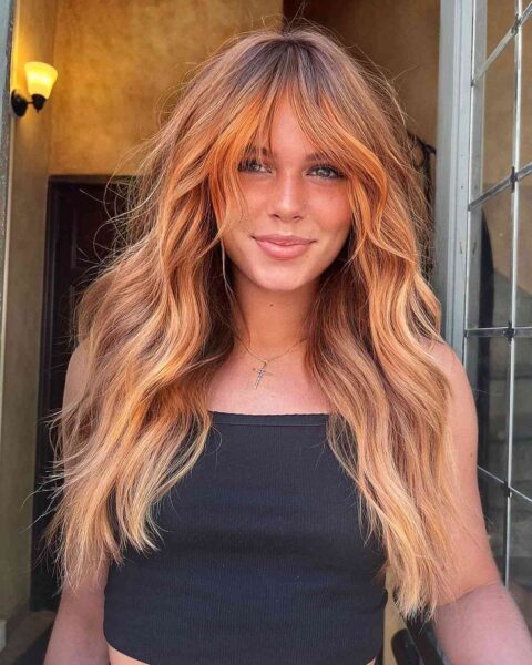 A Peachy-Red Gorgeous Balayage