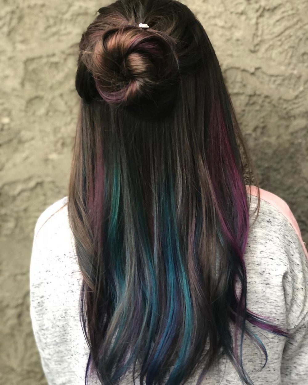 Teal peek a boo highlights