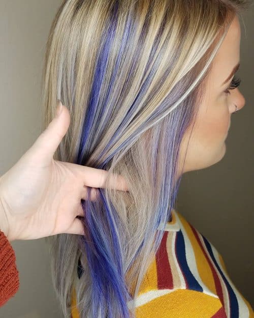Peekaboo Blue and purple Hair Underneath