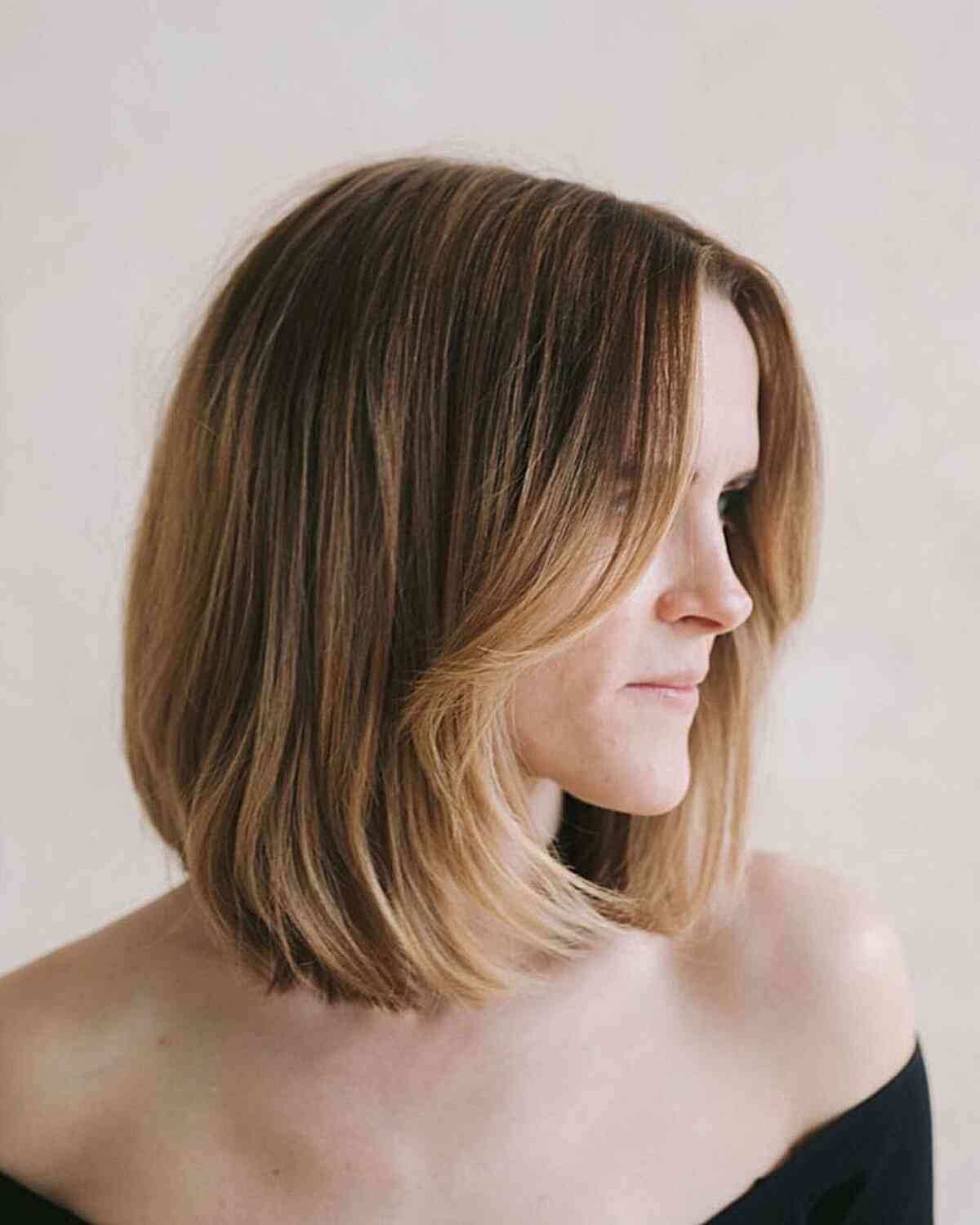 Perfectly Rounded Bob with Soft Curtain Bangs