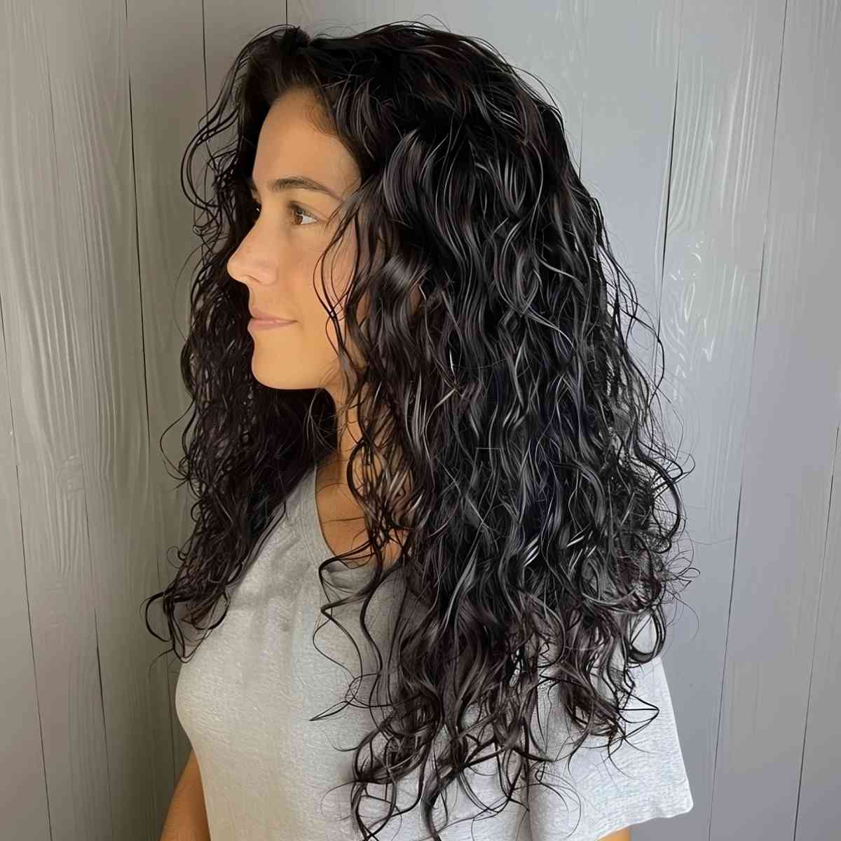 Polished Perm for long fine hair