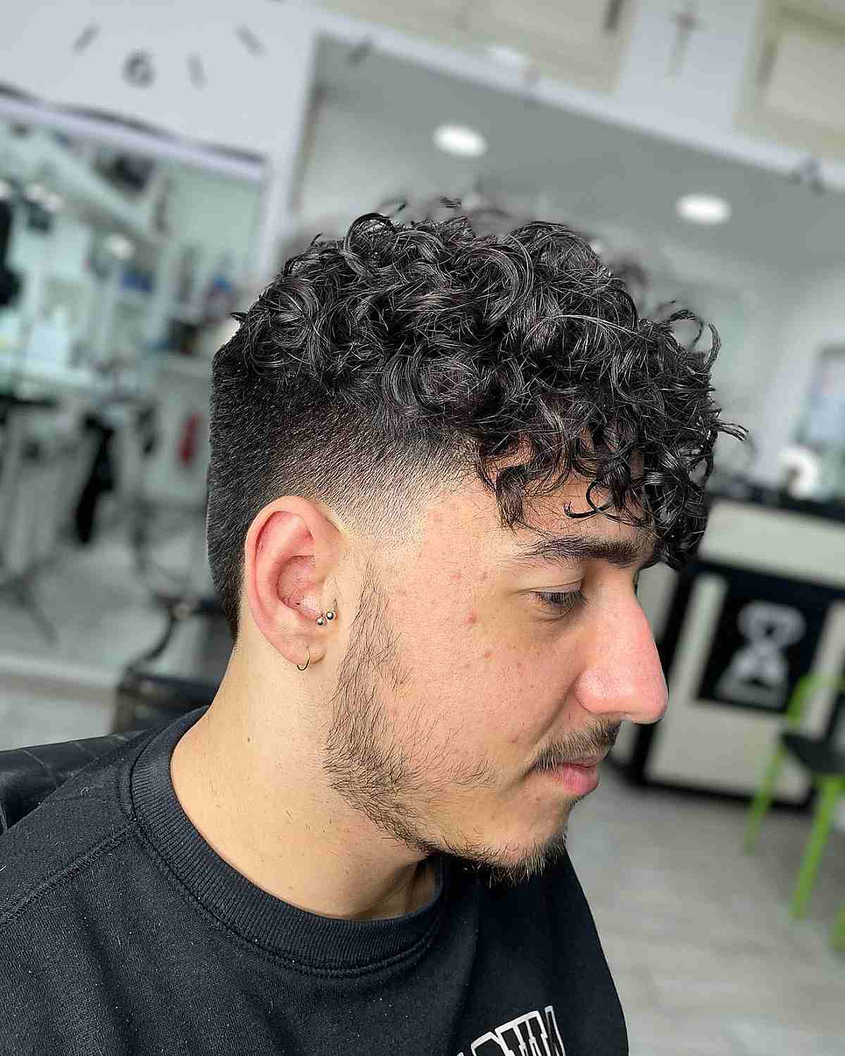 Piece-y Curls and Side Taper Fade for Guys