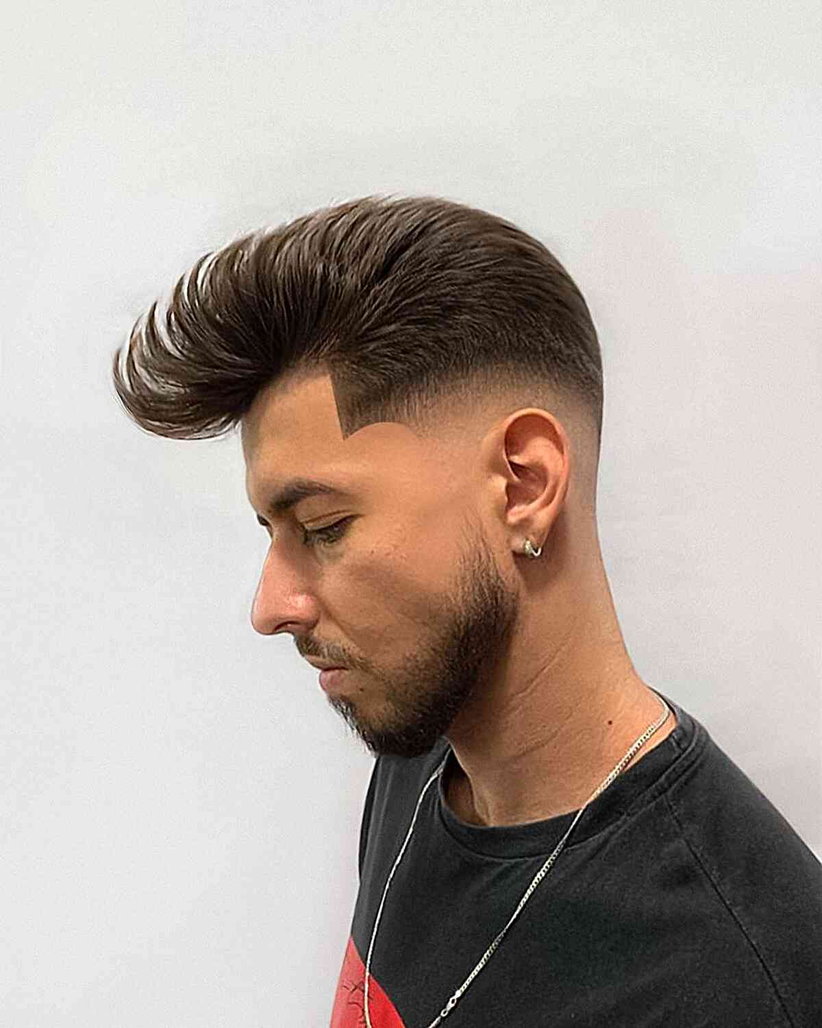 Piece-y Pompadour with Drop Skin Fade and Line-Up