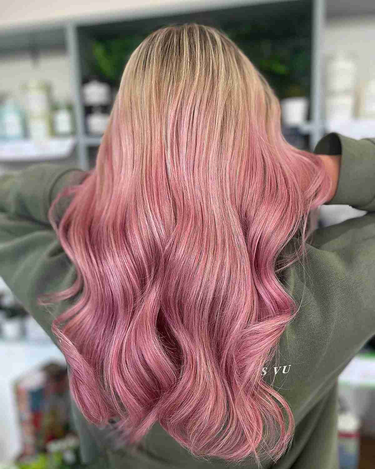 Pink Balayage Ombre on Blonde Hair
