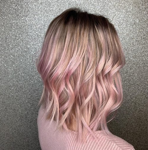 Pink Highlights on Light Blonde Hair