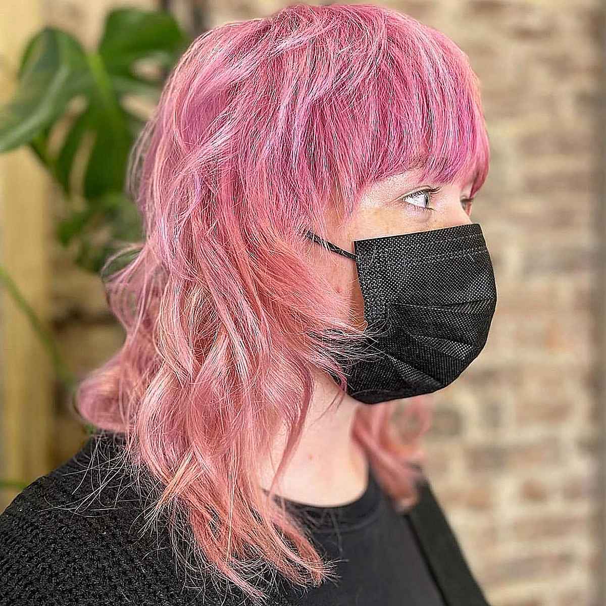 Pink Octopus Hair with Brow-Length Bangs