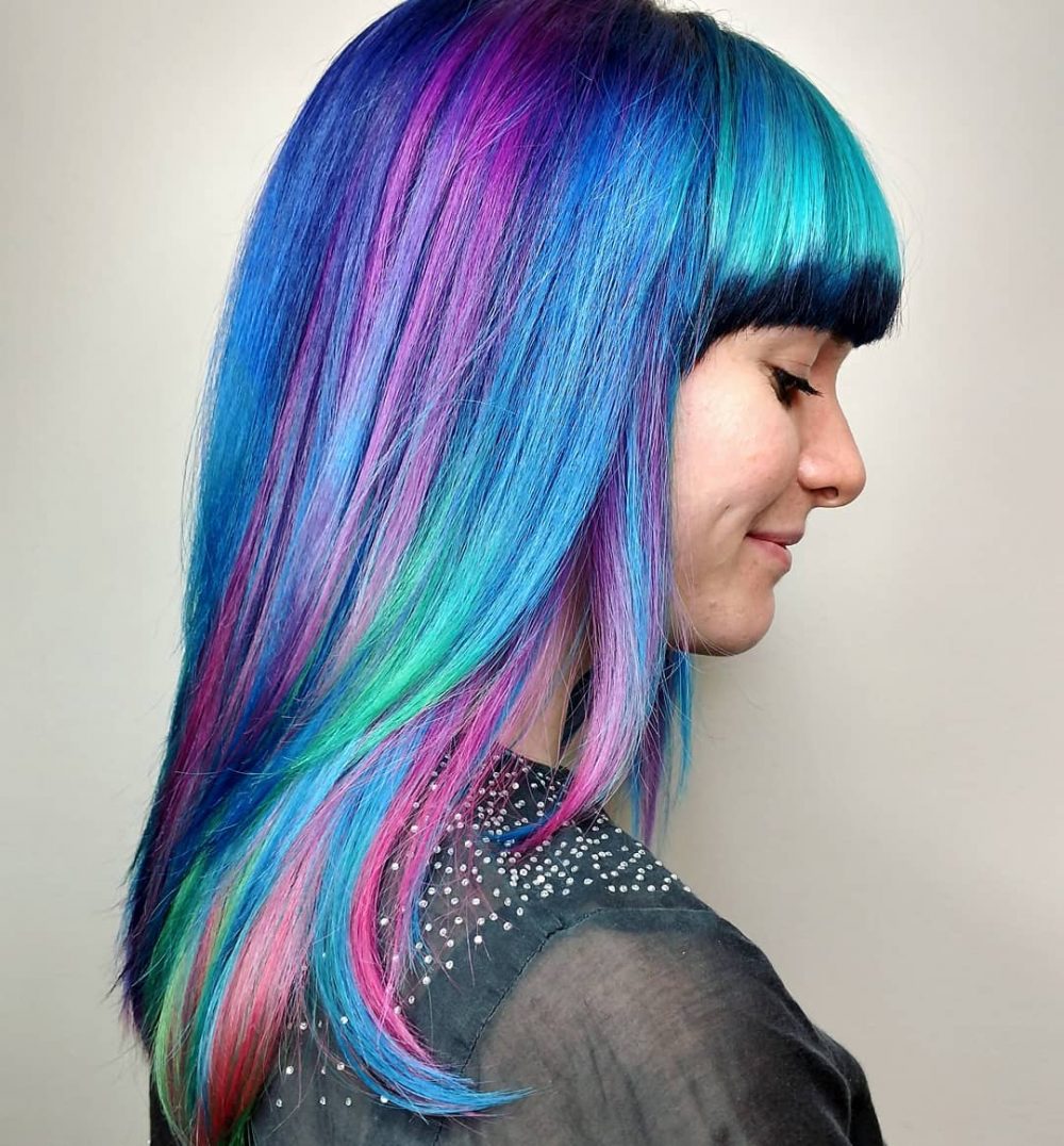 Pink, Purple, Green and Blue Rainbow Mermaid Hair