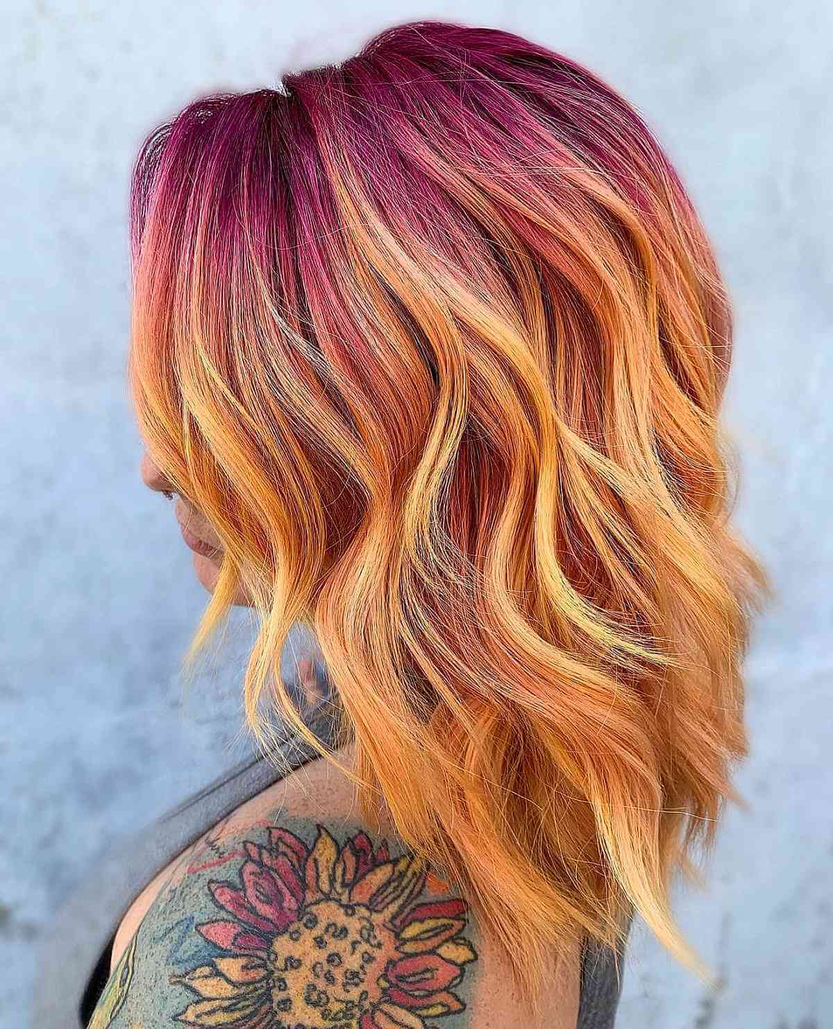 Pink to Orange Hair Color Idea