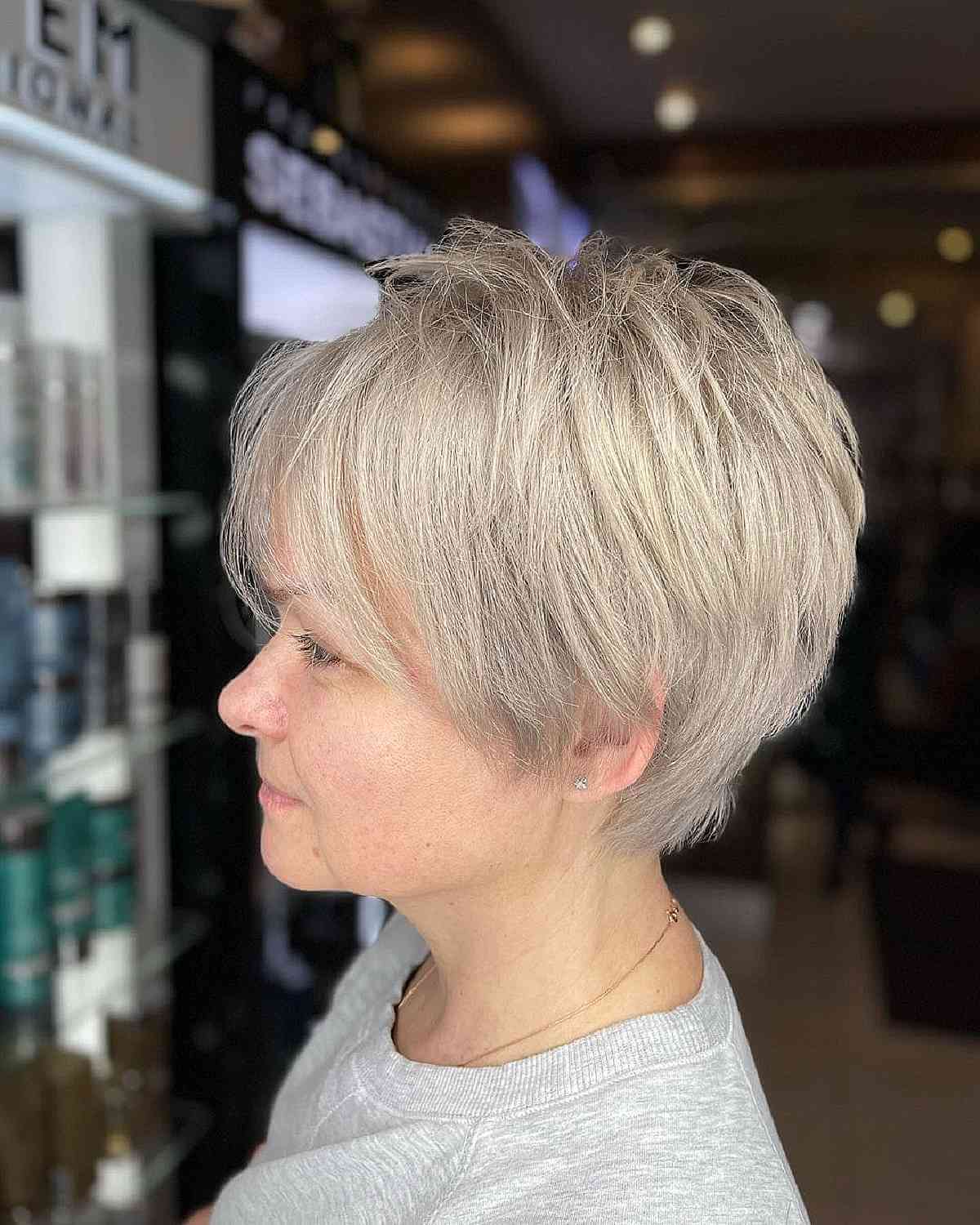 Pixie Bob with Crown Layers on Women Over 60