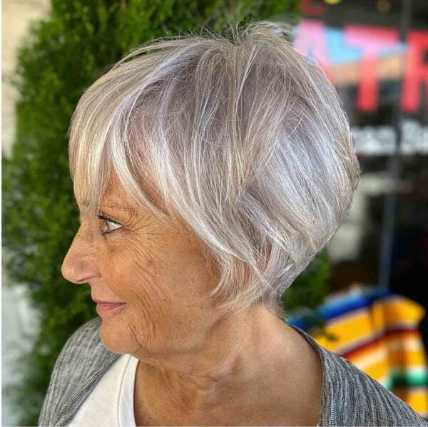 Pixie Bob With Soft Bangs On Thinning Hair Women In Their Sixties 600x599 