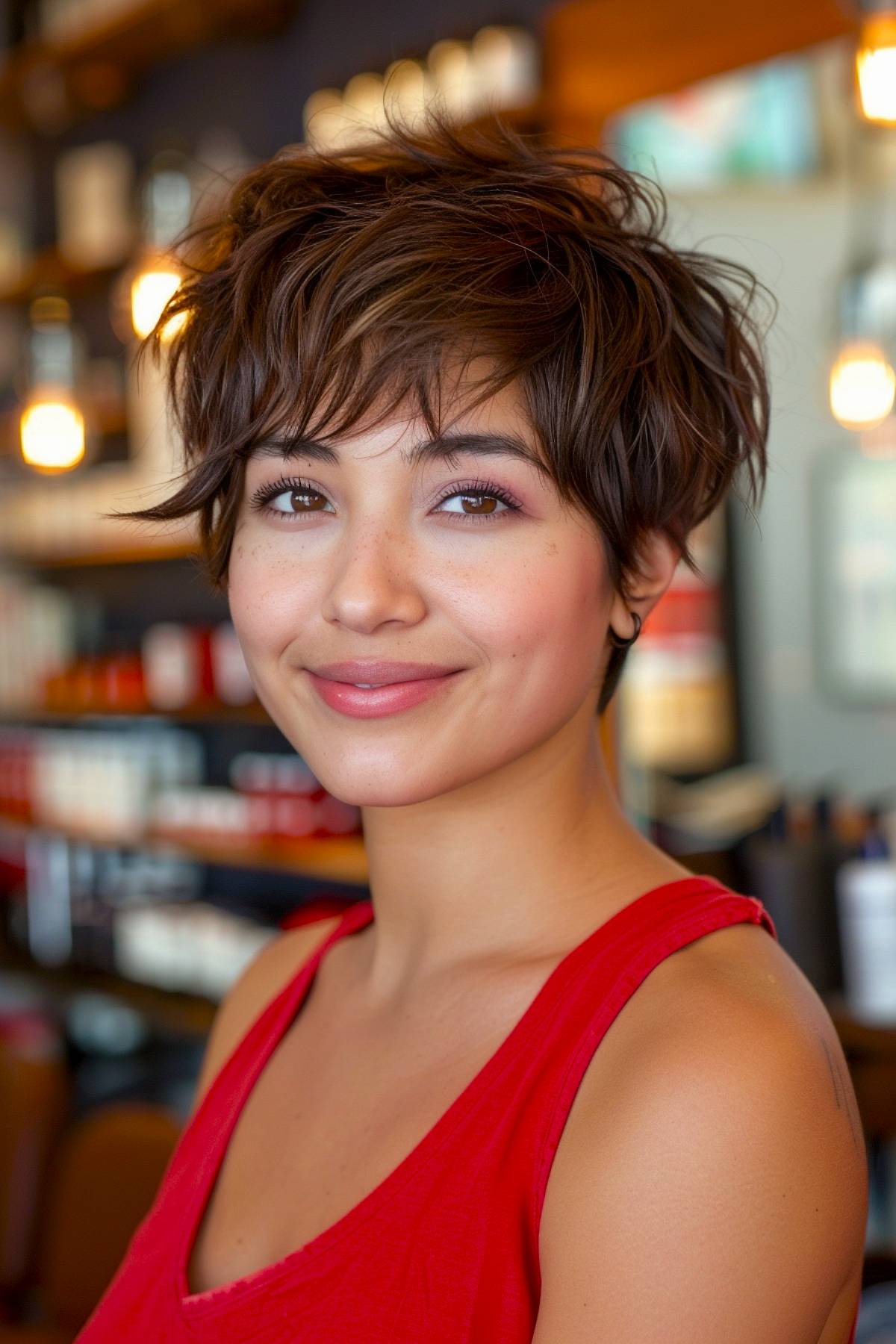 Pixie cut with long bangs