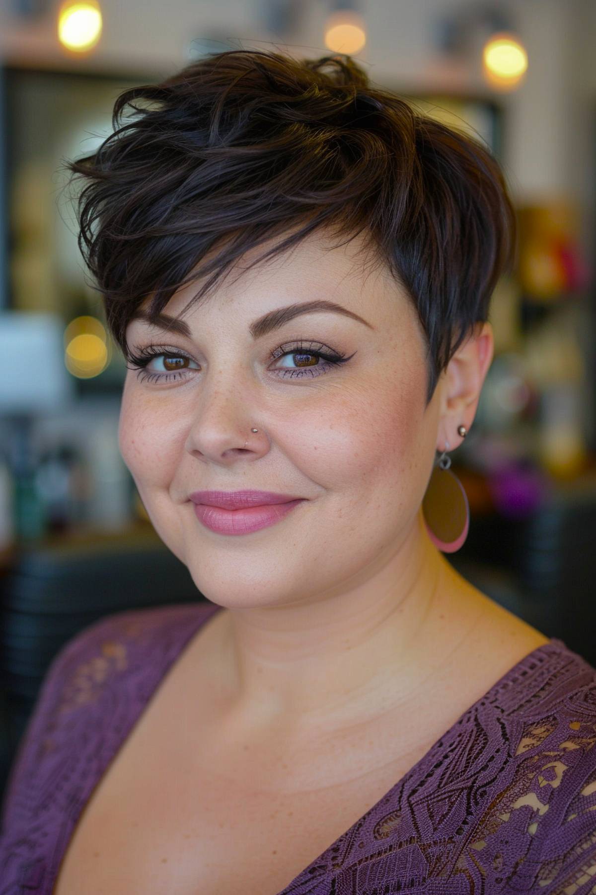 Pixie cut for round faces