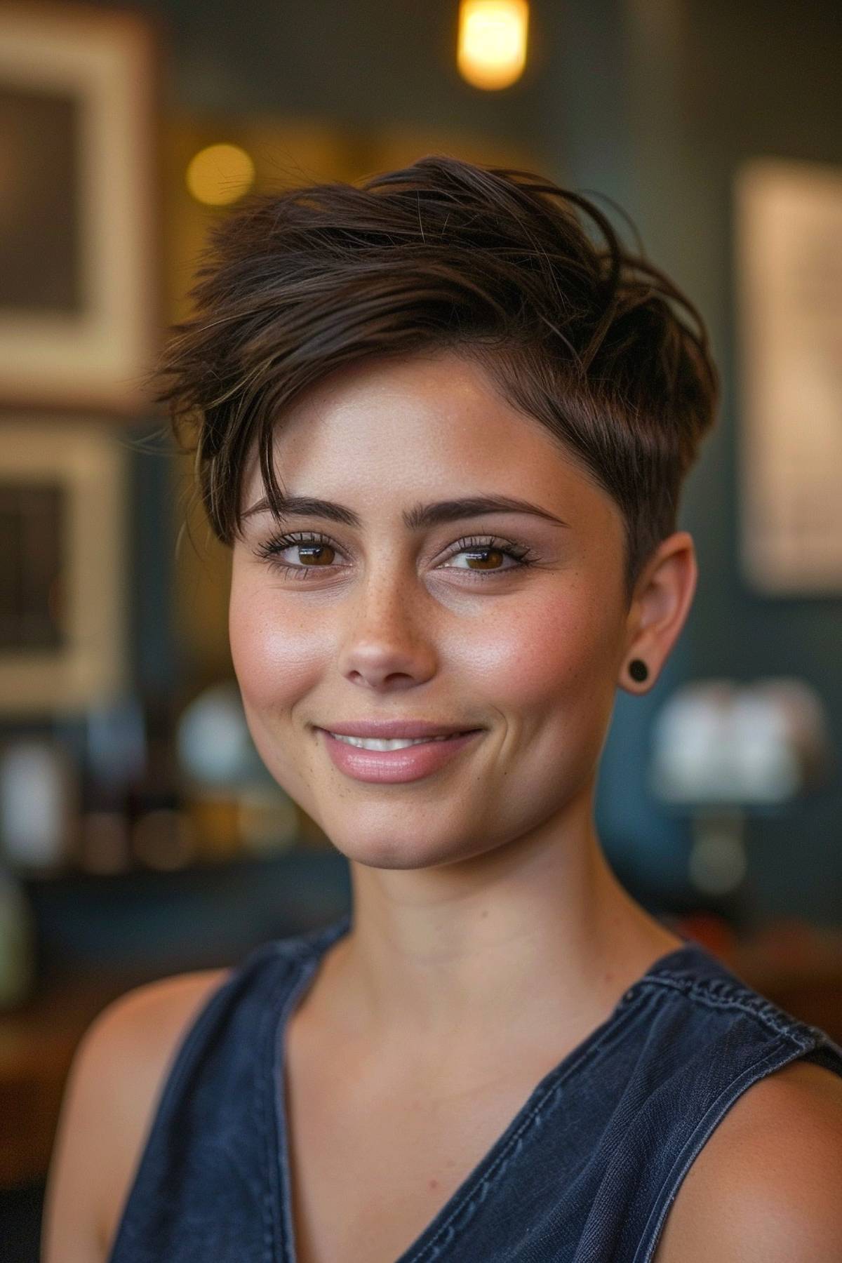 Pixie cut shaved sides