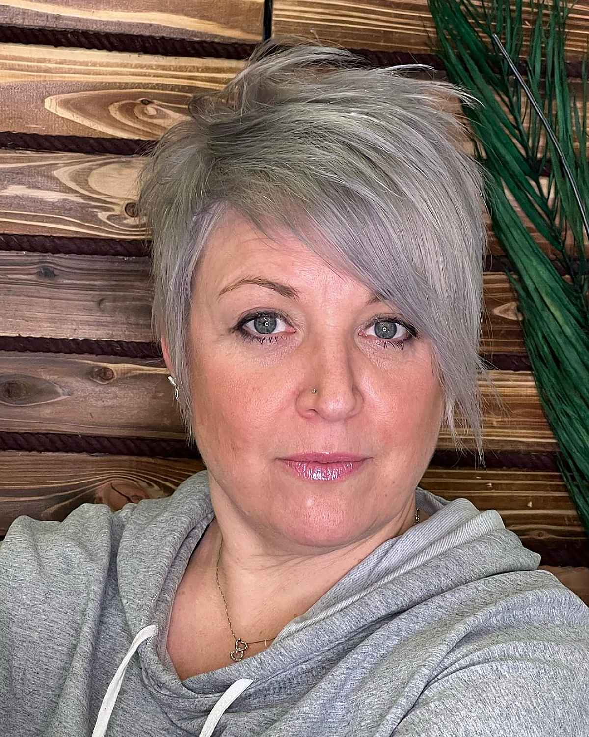 Pixie Cut with Long Bangs for Women Over 50 with Thin Hair